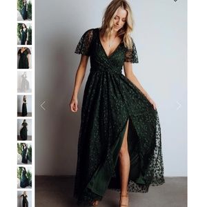 Baltic Born Forest Green Embossed Maxi Dress, Medium